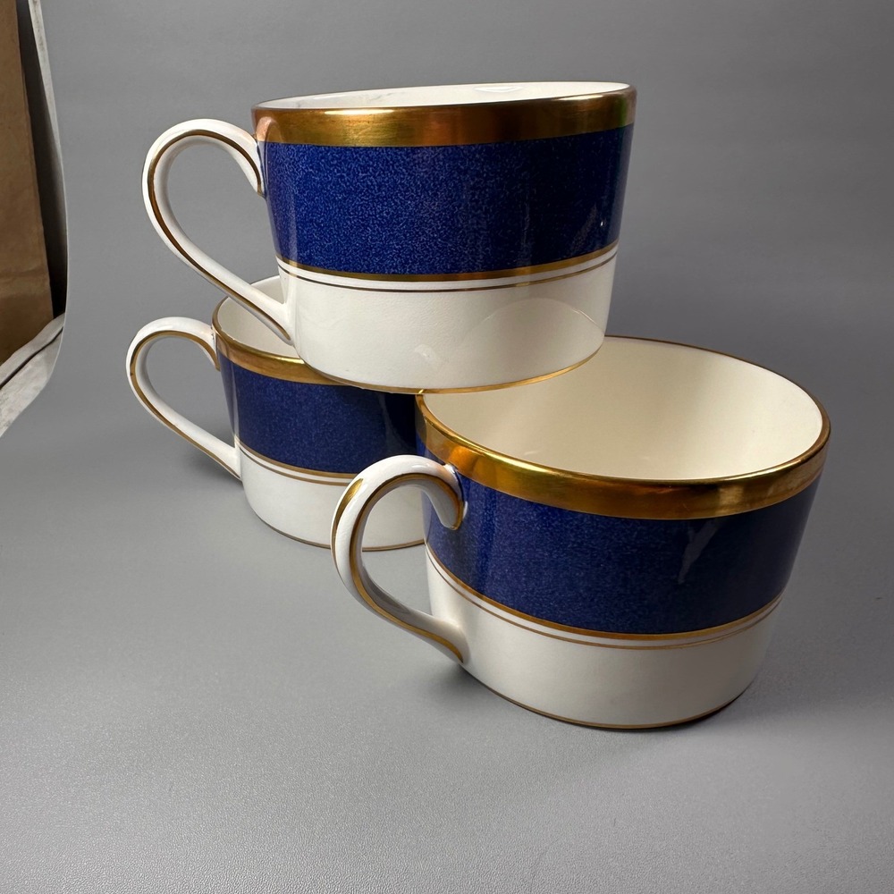Coalport Athlone Blue‎ Bone China Coffee Cups Gold Trim England Set of 3 - Picture 11 of 11